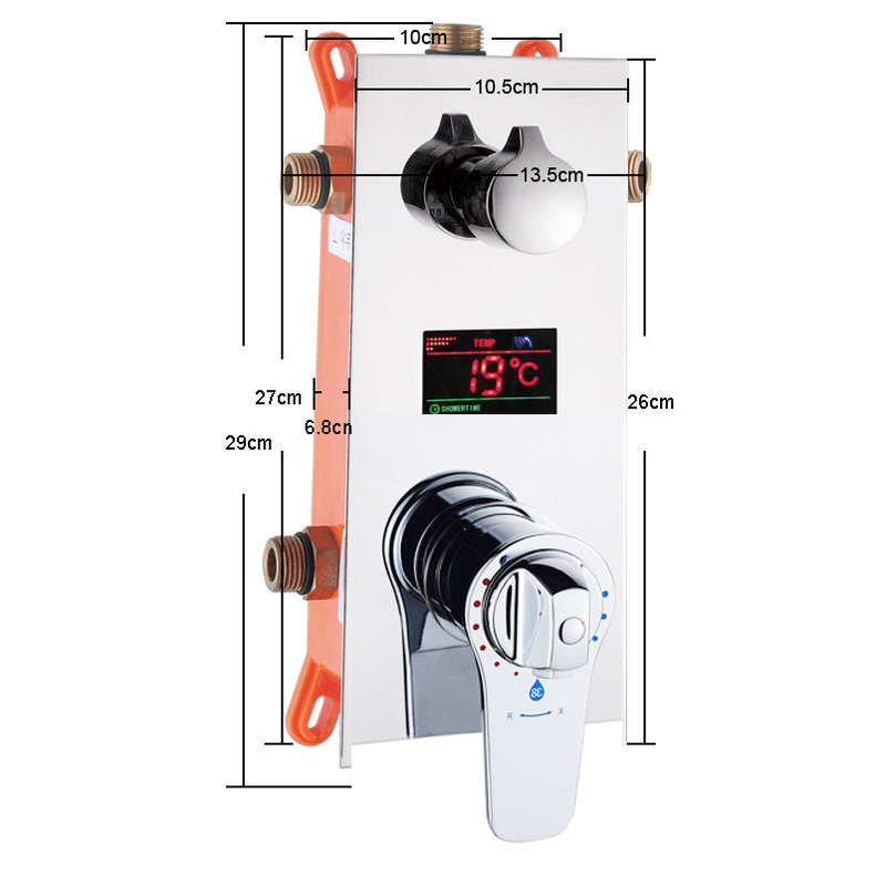 3 Functions massage jets Thermostatic LED Display Shower Set