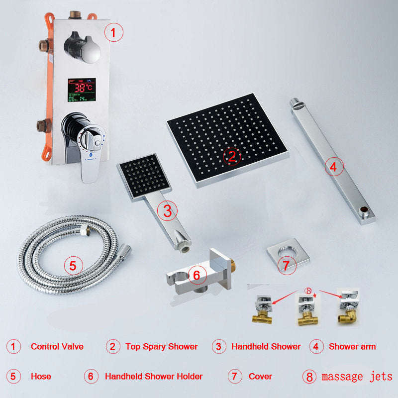 3 Functions massage jets Thermostatic LED Display Shower Set