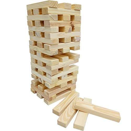 Giant 60 Piece Wooden Tumbling Tower Blocks Garden Game Outdoor Family Party Jumbo Fun Toy