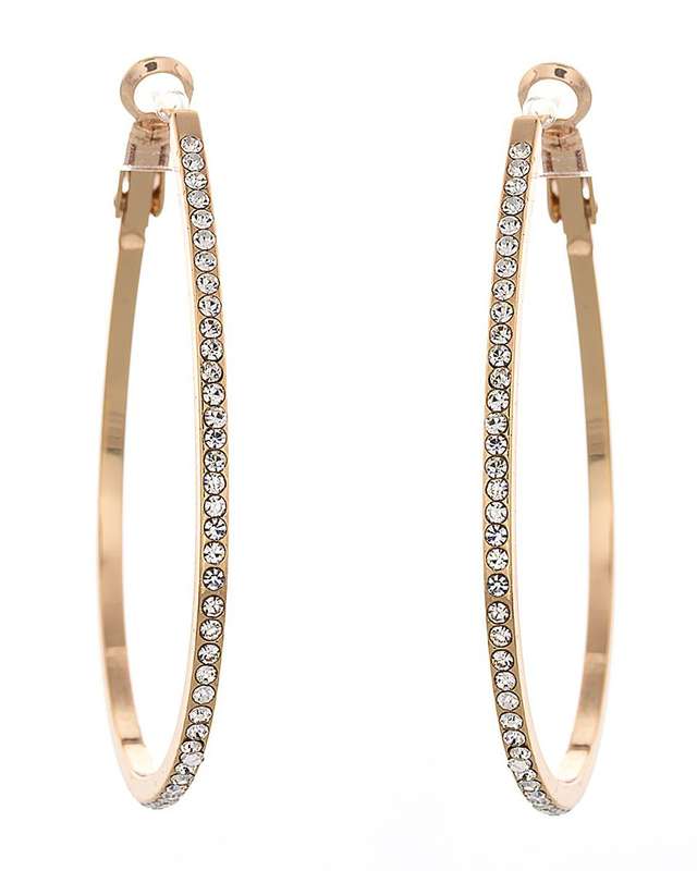Unexpected Box Rose Gold Oval Hoop Crystal Earrings