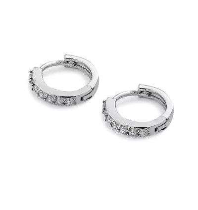 Crystal Zircon Annular Earrings - Silver