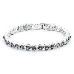 Civetta Spark Tennis Bracelet with Black Diamond Swarovski Crystal - Rhodium Plated