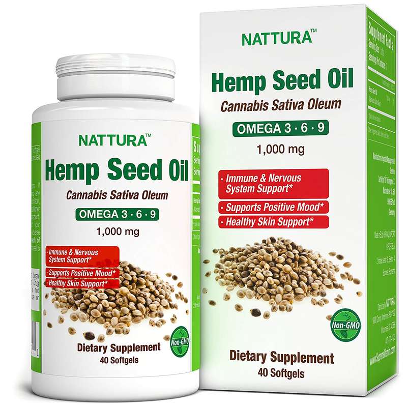 Hemp Oil 1000 mg (Cannabis Sativa Oleum)* 100% Pure Cold Pressed Hemp Seed Oil* Omega 3-6-9* Non-...