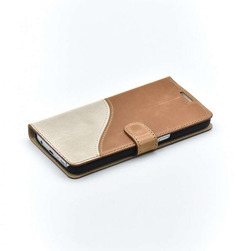 Tellur Book Case  Genuine Leather Wave for Samsung S7, Brown&White - Brown&White / TLL119483