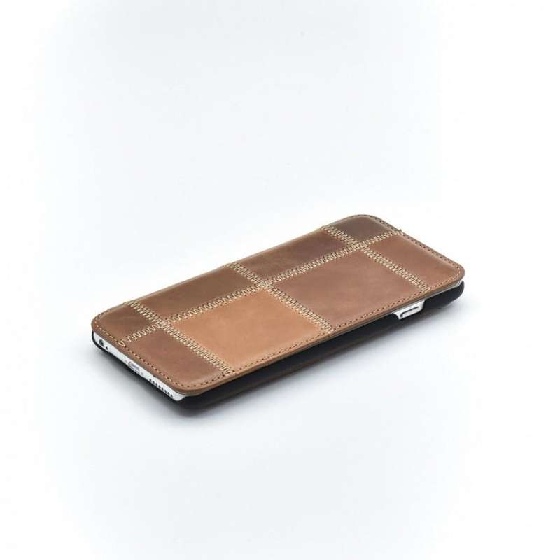 Tellur Book Case Magnetic Genuine Leather Patch for iPhone 6/6s Plus, Brown - Brown / TLL119143