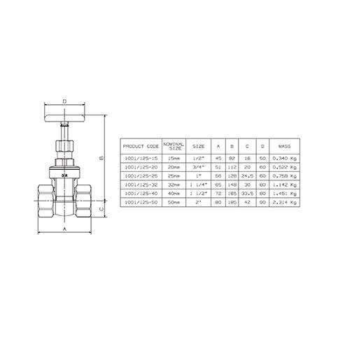 Cobra Gate Valve 40mm Female to Female