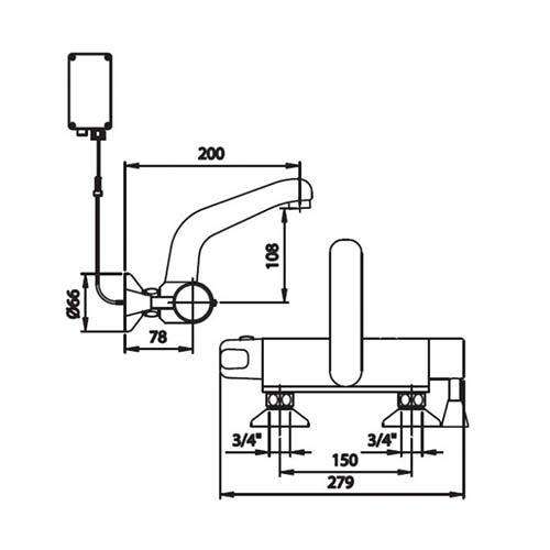 Cobra Wall Mounted Thermostatic Overarm Basin Mixer