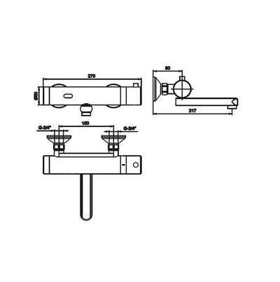 Cobra Wall Mounted Thermostatic Underarm Basin Mixer
