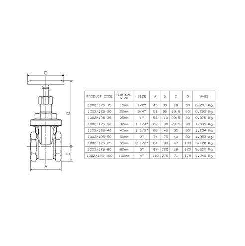 Cobra Gate Valve 40mm FxF