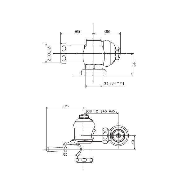 Cobra Flush Master Exposed Back Inlet Toilet Flush Valve - Chrome