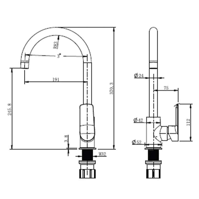 Cobra Seine Pillar Type Sink Mixer - Chrome