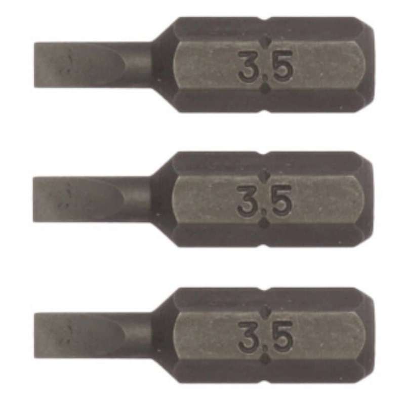 3PC 1/4inch Hex Drive 0.6X3.5MM Flat Bit 25MM