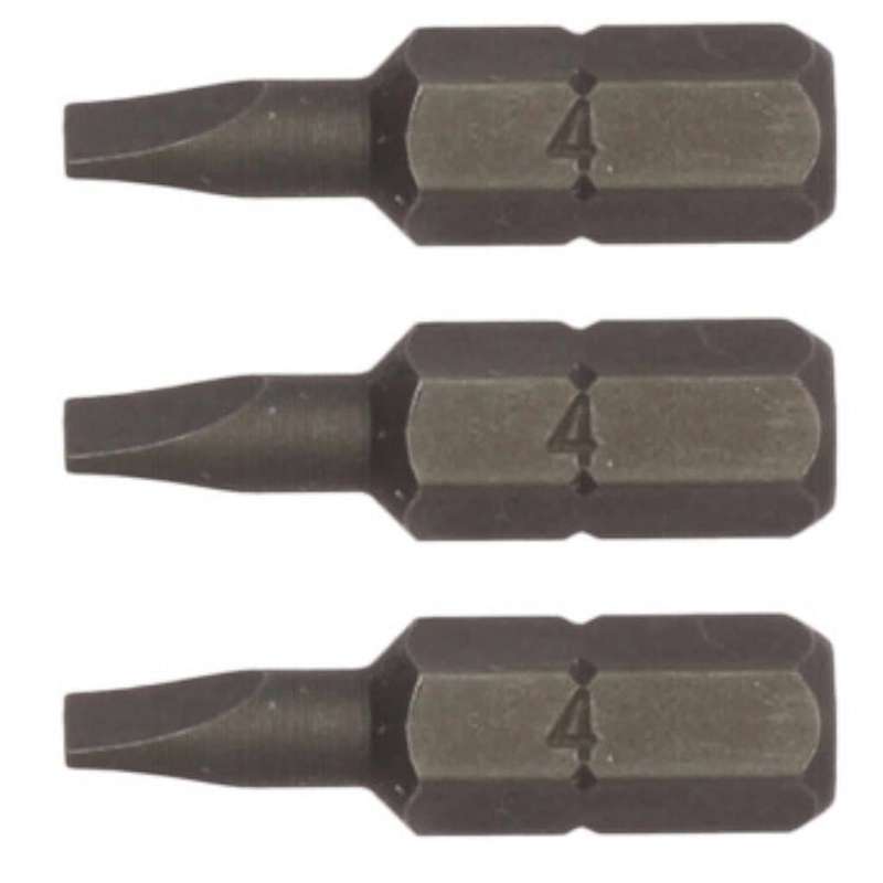 3PC 1/4inch Hex Drive 0.8X4.0MM Flat Bit 25MM