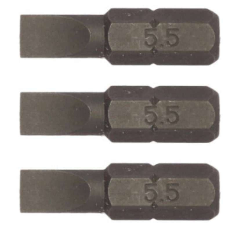 3PC 1/4inch Hex Drive 0.8X5.5MM Flat Bit 25MM