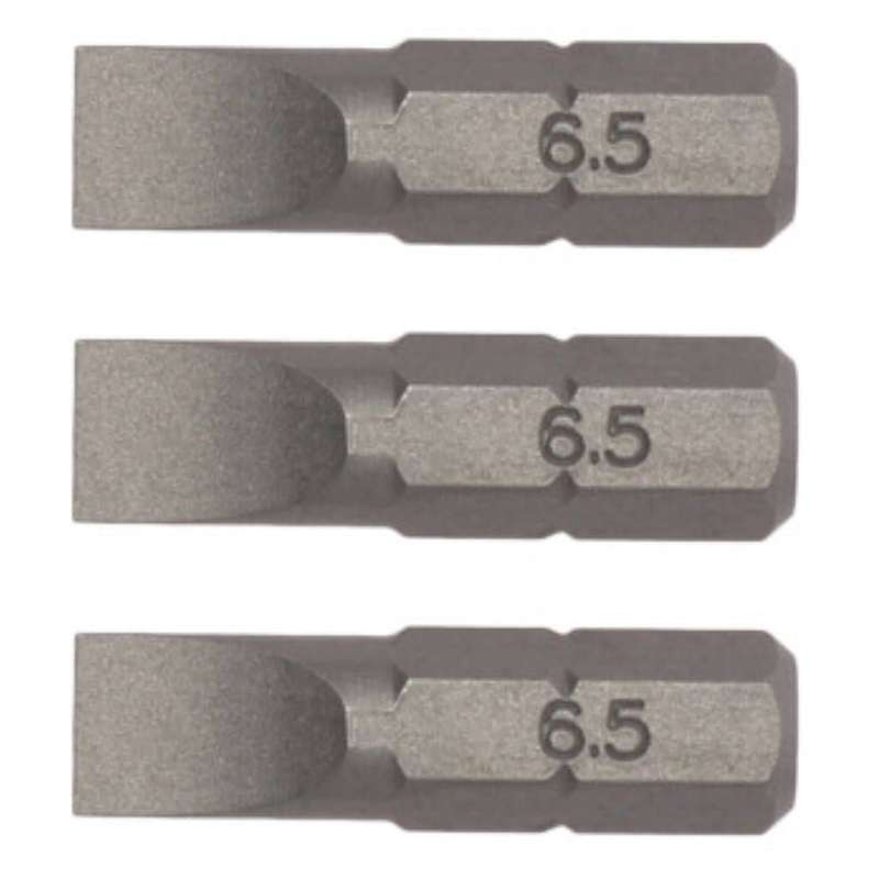 3PC 1/4inch Hex Drive 1.2X6.5MM Flat Bit 25MM