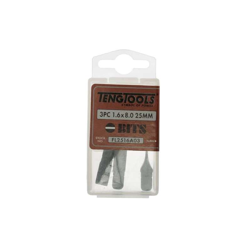 3PC 1/4inch Hex Drive 1.6X8.0MM Flat Bit 25MM