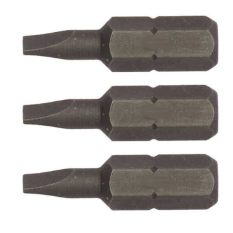 3PC 1/4inch Hex Drive 1.6X8.0MM Flat Bit 25MM