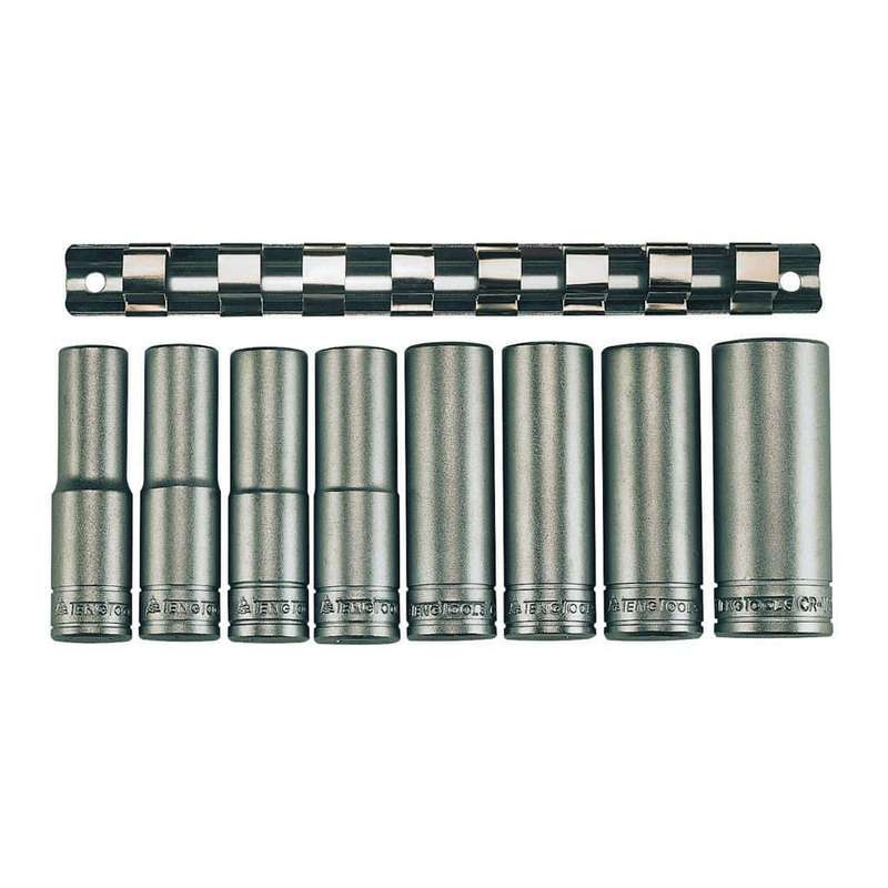 8PC 1/2inch Drive Clip/Deep Socket MM 6Pt