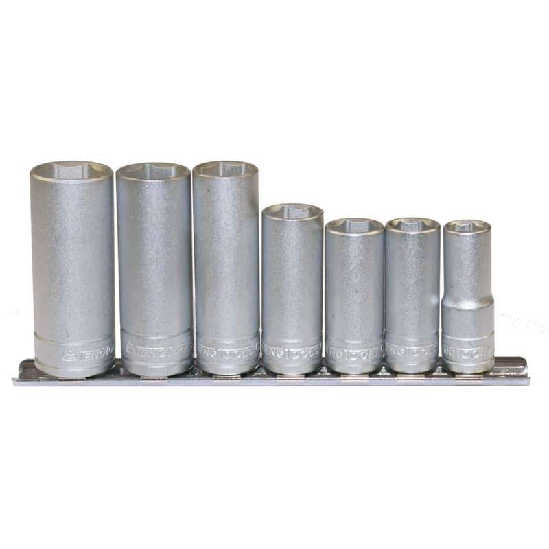 7PC 3/8inch Drive Metric Deep Socket Set on Clip Rail