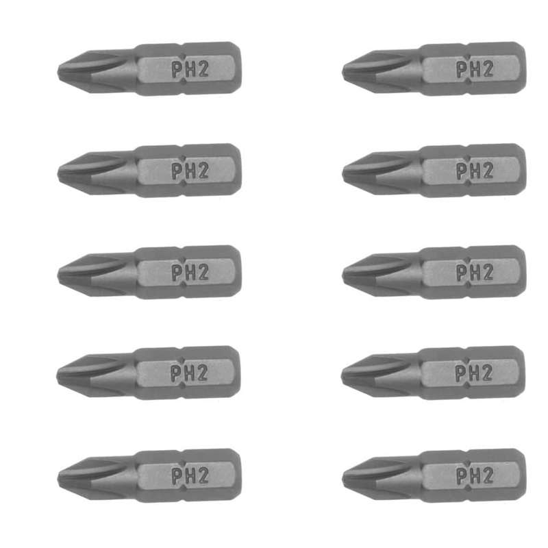 10PC 1/4inch Drive Hex Philips No.02 Bit 25MM