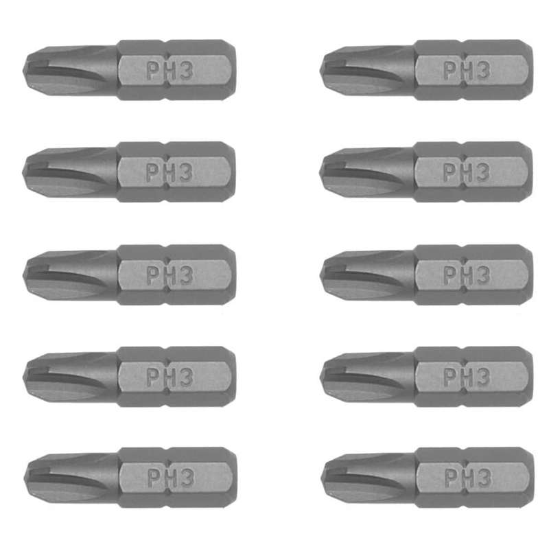10PC 1/4inch Hex Drive PH3 Philips Bit 25MM