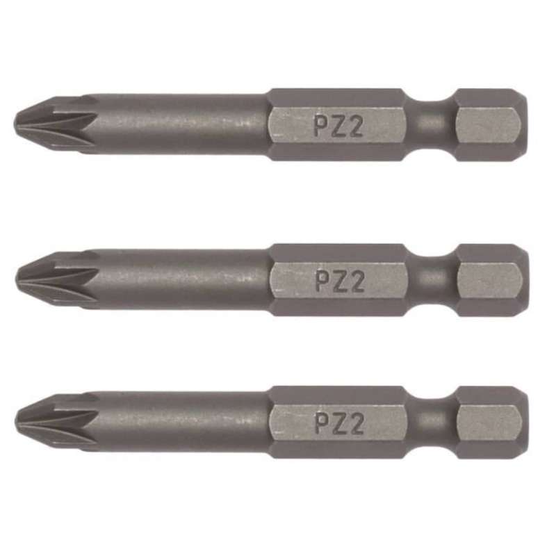 3PC 1/4inch Hex Drive PZ2 Pozidriv Bit 50mm