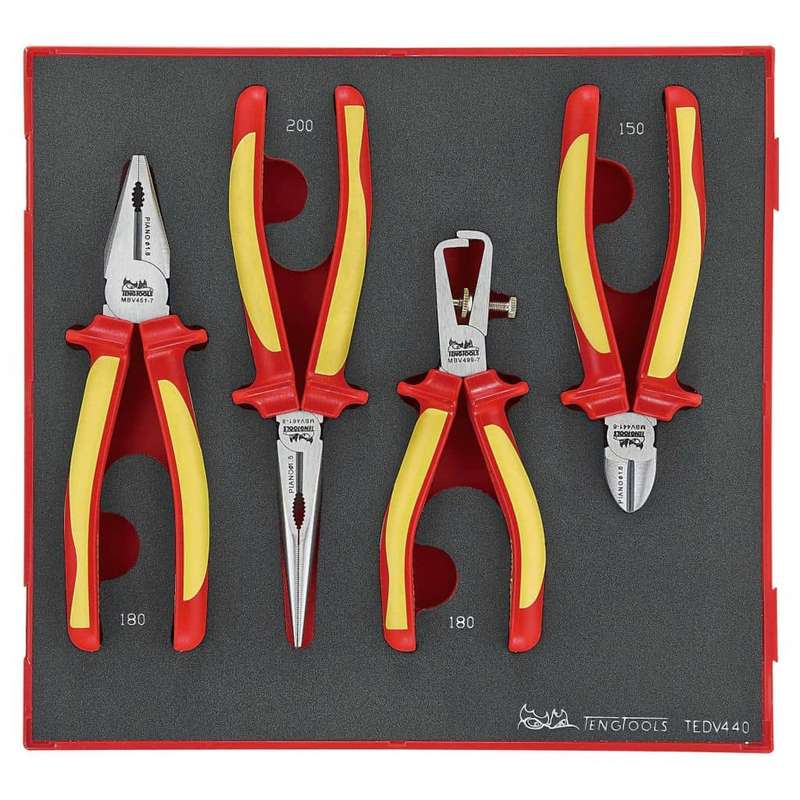 4PC 1000 Volt Insulated Plier Set in EVA Foam