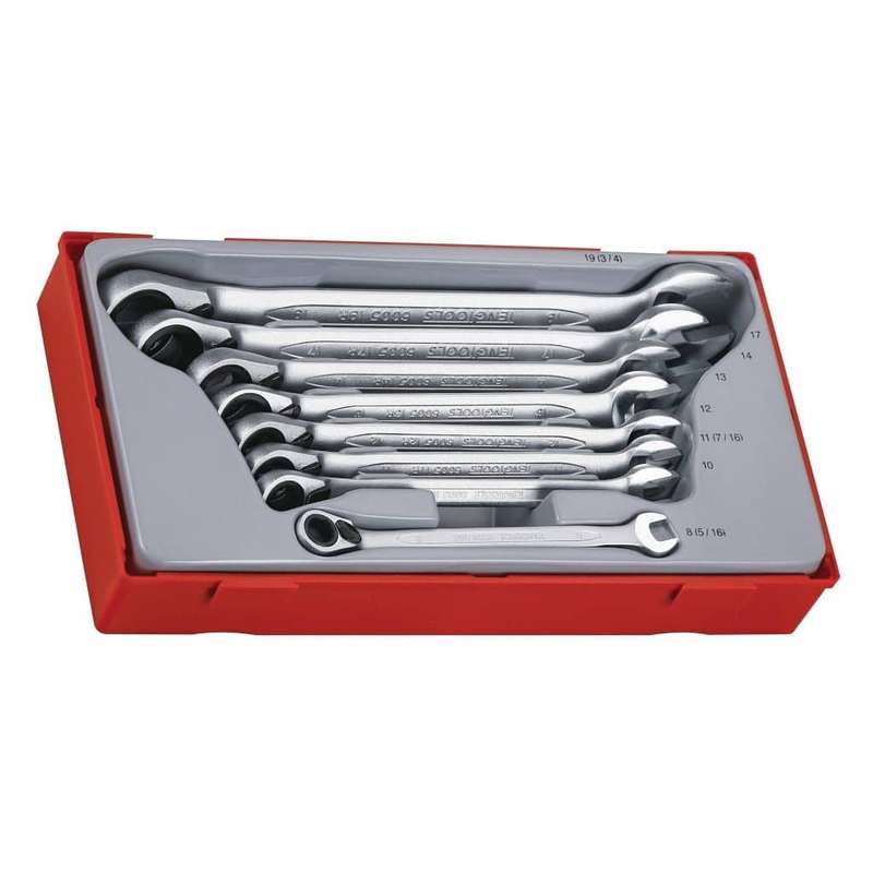 8PC Ratcheting Combination Spanner Set With 13 Degree Offset