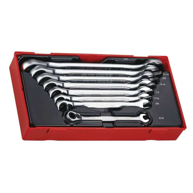 8PC AF Imperial Ratcheting Spanner Set With 13 Degree Offset