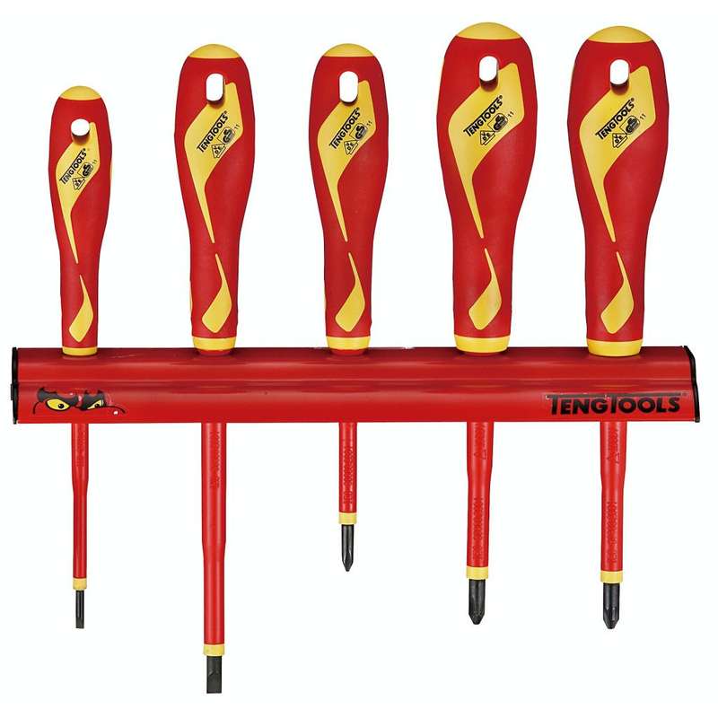 5PC 1000V Insulated Screwdriver Set Wall Rack