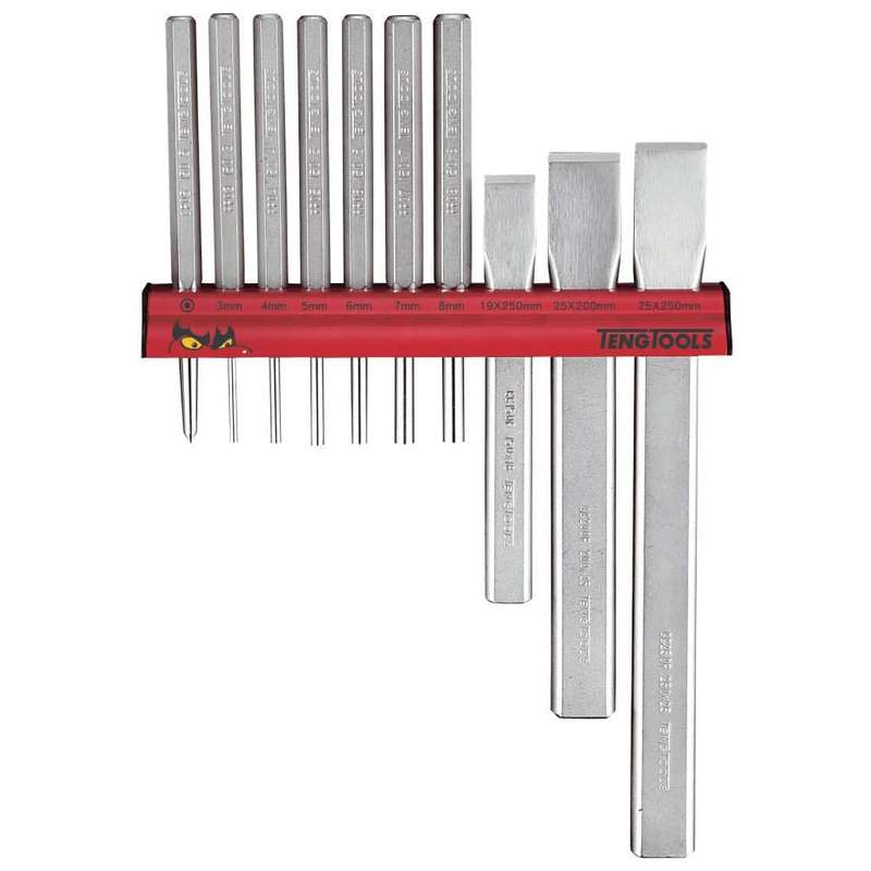 10PC Pin Punch And Chisel Wall Rack