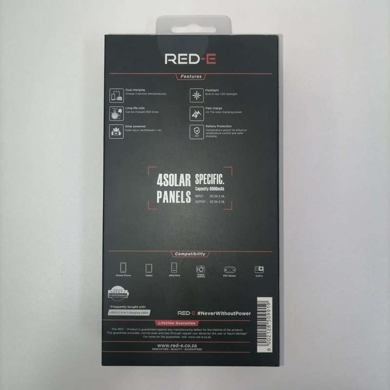 Red-E V213481 | Powerbank RSP-80 Black 8000mAh solar