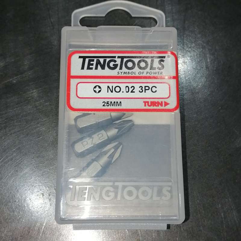 3PC 1/4inch Hex Drive PZ2 Pozidrive Bit 25MM Long