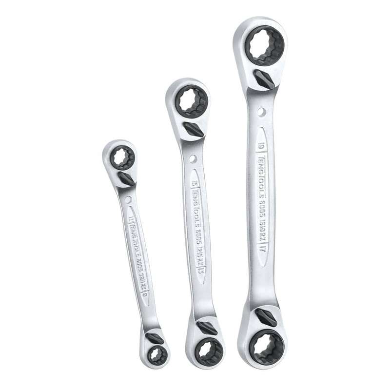 3PC Multidrive Ratchet Ring Spanner Set, in Canvas Pouch