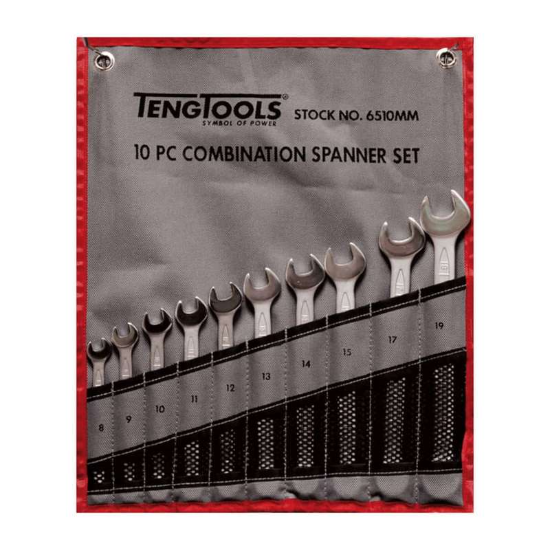 10PC Metric Combination Spanner Set - Tool Roll