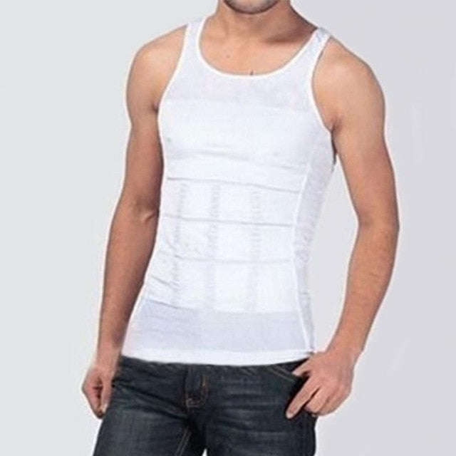 Hot Selling Mens Sleeveless Slimming Tummy Men Professional Body Shaper Ultra-Elastic... - White / M