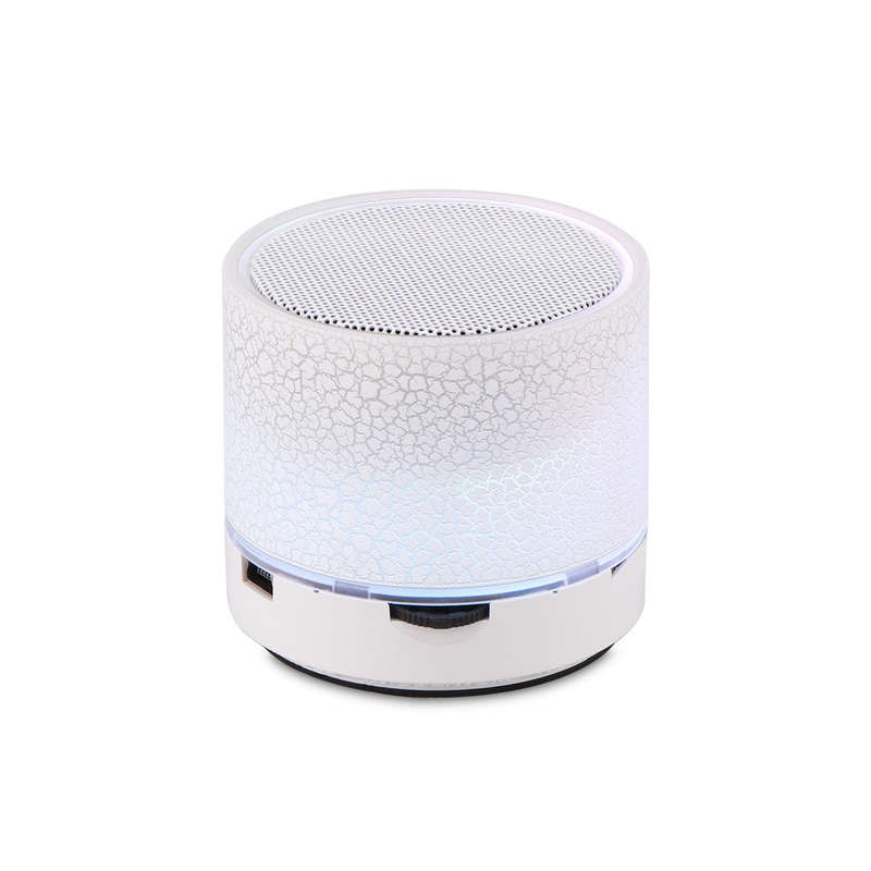 Portable Mini Wireless Bluetooth Speaker with LED and Build-in Mic - White