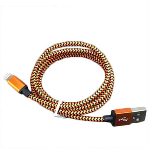 Aluminum Braided USB Charger Cable Sync Cord For Iphone 6 7 8 X - orange / 1 m