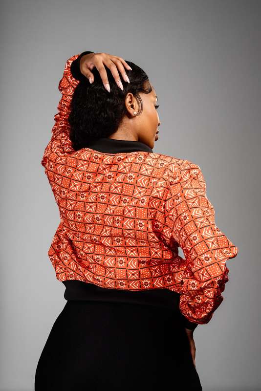 Women's Bogolan Summer Bomber Jacket - Orange