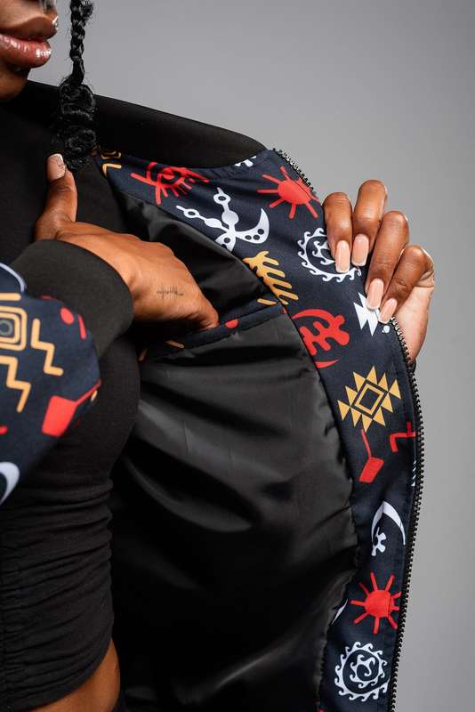 Ladies - Adinkra Summer Bomber Jacket (RBG)