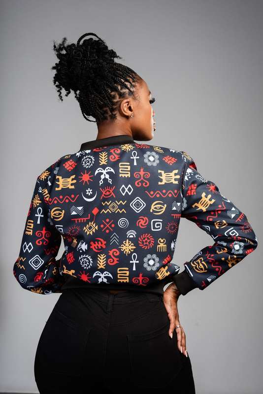 Ladies - Adinkra Summer Bomber Jacket (RBG)