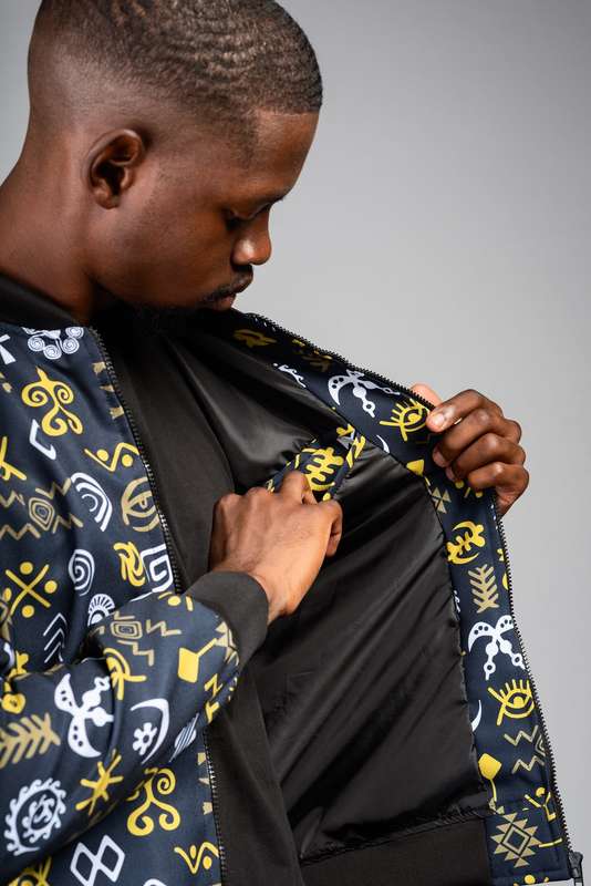 Men's Adinkra Summer Bomber Jacket - Olive