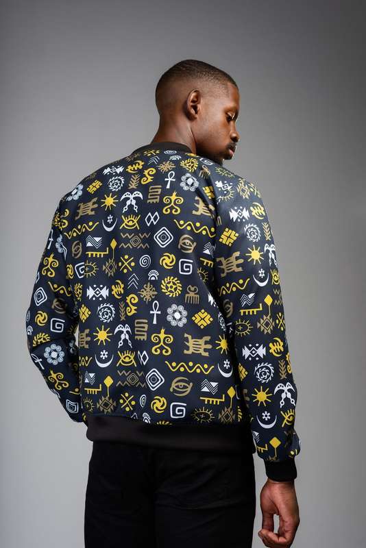 Men's Adinkra Summer Bomber Jacket - Olive