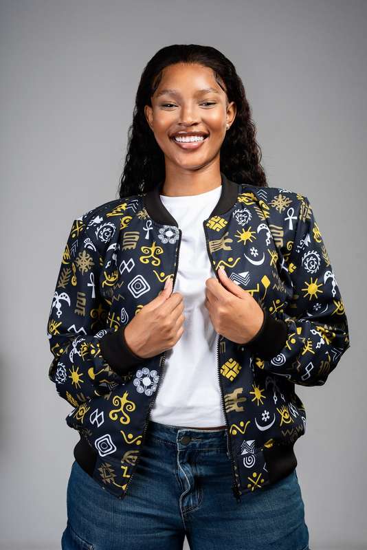 Women's Adinkra Summer Bomber Jacket - Olive