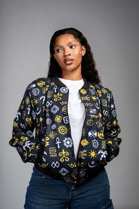 Women's Adinkra Summer Bomber Jacket - Olive