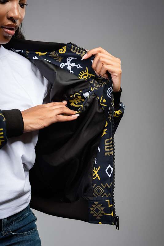 Women's Adinkra Summer Bomber Jacket - Olive