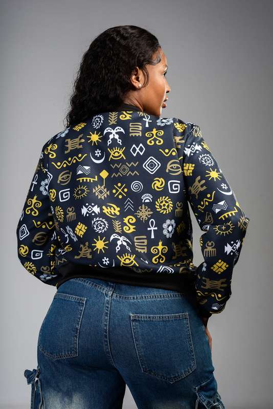 Women's Adinkra Summer Bomber Jacket - Olive