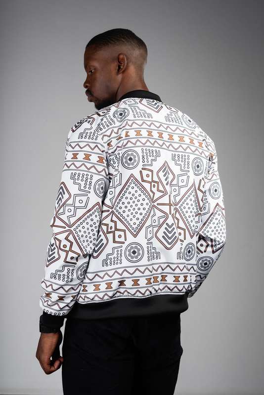 Men's -  MudCloth Summer Bomber Jacket (WHT)