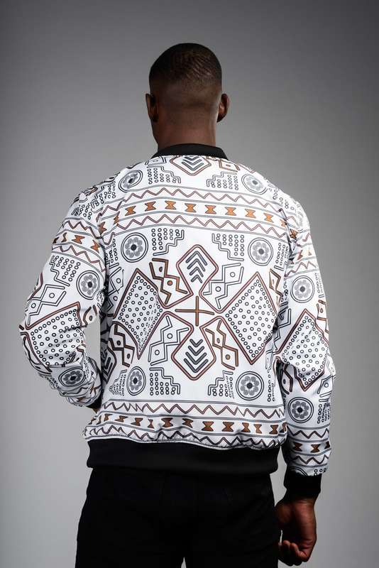 Men's -  MudCloth Summer Bomber Jacket (WHT)
