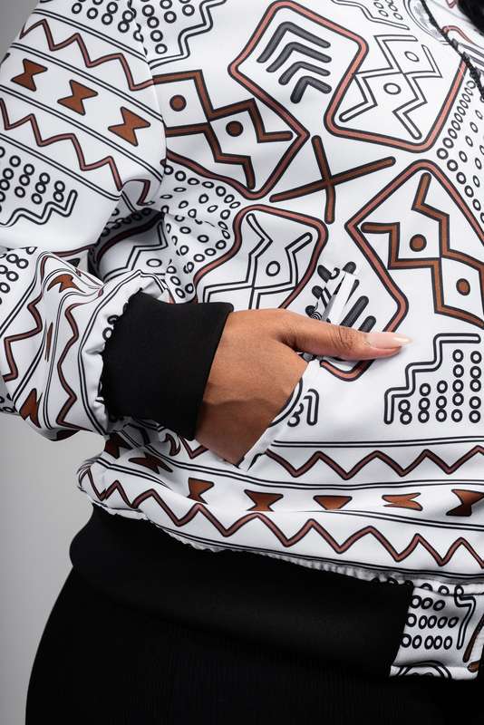 Ladies - Mudcloth Summer Bomber Jacket (WHT)